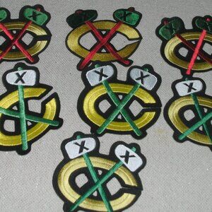 SET of 7 Chicago Blackhawks NHL  Fully Embroidered Tomahawk Logo Patches NEW